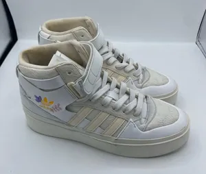Adidas‎ Women's White and Tan leather High-Top Sneakers size 9 flowers embossed thumbnail 1