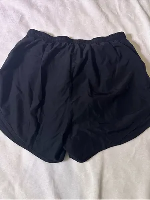 Nike Women's Black Athletic Running Shorts with White Swoosh thumbnail 2