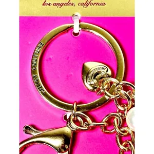 Juicy Couture Gold Bow Keychain Heart Charm Pink Faux Pearl Bag Clip NWT Y2K thumbnail 5