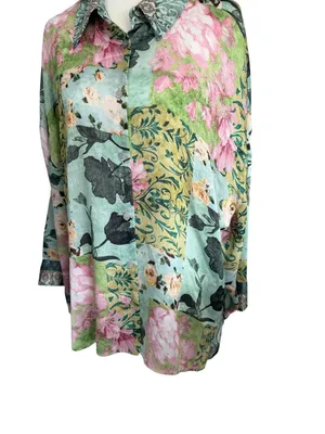 ZARA Floral Button Down Shirt Size XL Womens thumbnail 3