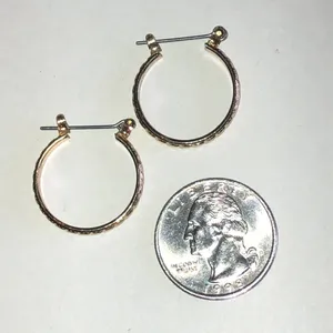 Gold Tone Textured Boho Hoop Earrings thumbnail 3