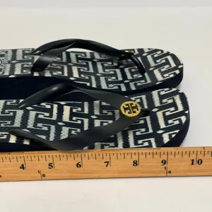 Tory Burch Rubber Printed Flip Flops Women's Size 9.5 Gold Logo Medallion thumbnail 11