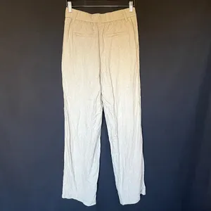 a new day linen blend tan wide leg pleated front‎ pants women's size 4 trousers thumbnail 7