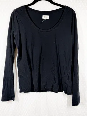 Pact Black Scoop Neck Long Sleeve Organic Cotton Top thumbnail 3