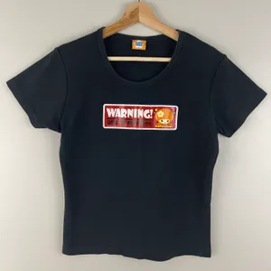 Oopsy Daisy Vintage Y2K 2000’s Black Warning! Out Of Control Tee thumbnail 1
