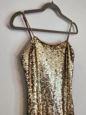 Gianni Bini Gold Sequin Midi Slip Dress Size Small NWT Sequin Cocktail Dress thumbnail 4