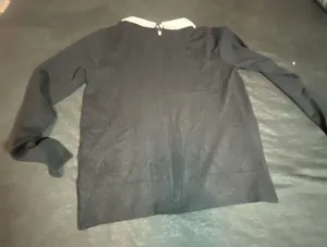 LIV Milano Black Pullover Sweater with Beaded and Pearl Embellished Collar thumbnail 5