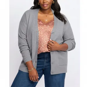 BOBEAU Stitch Fix Button Front Cardi Pocketed Preppy Sweater Womens Sz 1X Gray thumbnail 2