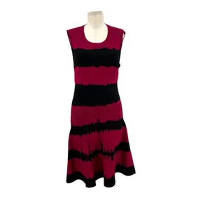 Karen Millen‎ Dress Bodycon Fit & Flare Sleeveless Tie Dye Red Black Size Small thumbnail 3
