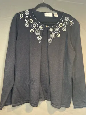 Women L Alfred Dunner 2pc Wool Cardigan Cotton Paisley Top Western Boho Set thumbnail 8