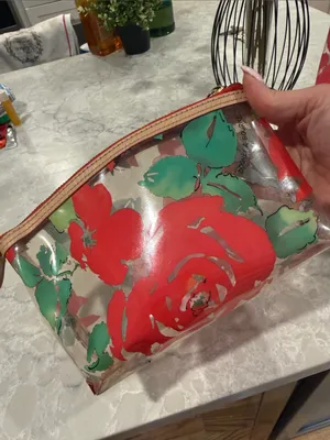 Dooney & Bourke clear PVC floral tote bag with matching makeup bag thumbnail 7