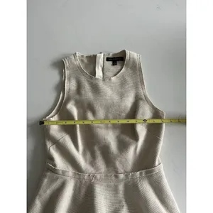 Banana Republic Peplum Linen Blend Dress Womens Size 4 Beige Sleeveless Raw Hem thumbnail 7