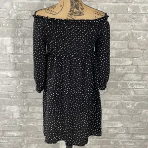 As You Wish Smocked Off Shoulder Polka Dot Dress thumbnail 6