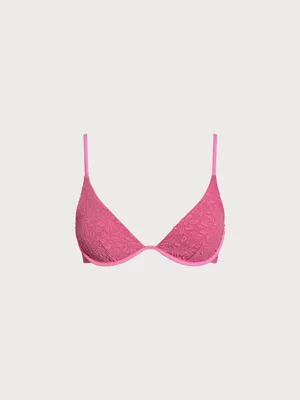 Berlook Pink Jacquard Underwire Triangle Bikini Top & Tie Cutout Bottom thumbnail 5