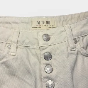 We The Free Free People White Ivory Cream Buttoned Denim Mini Skirt US 26 thumbnail 5