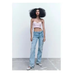 New Zara‎ Tweed Strapless Cropped Top thumbnail 2