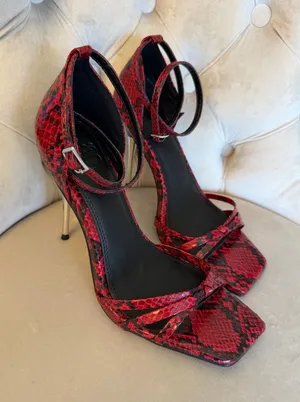 ASOS Red Snakeskin Ankle-Strap Stiletto metal heel heeled a sandals‎ US 7 thumbnail 1