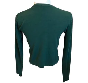 Brandy Melville Hunter Green Cardigan Sweater Vneck S M Preppy Classic Cropped thumbnail 4