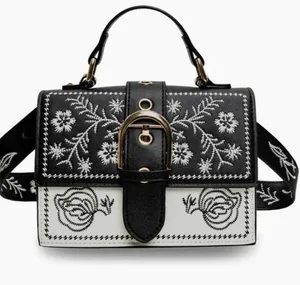 think olives Western Floral Embroidered B&W bag thumbnail 3