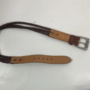 Brown‎ Leather Size M Croc Embossed Braided Belt Silver Tone Heavy Buckle Concho thumbnail 8