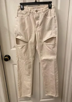 Good American Cream Cut-Out Jeans size 4 thumbnail 5