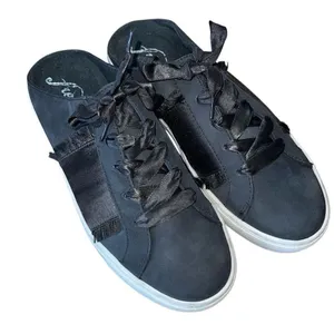 Free People Womens Leather Satin Ribbon‎ Slip-On Sneakers Shoes Black Size 38 thumbnail 1
