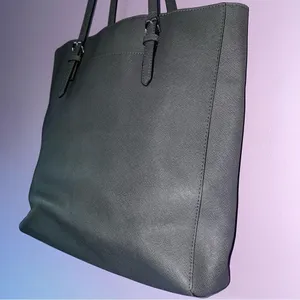Michael Kors Saffiano Leather Shoulder Bag Tote Gray thumbnail 6