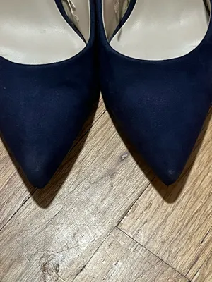 Zara Basic Navy Blue Suede Block Heel Pumps Size 8 Pointed Toe thumbnail 8