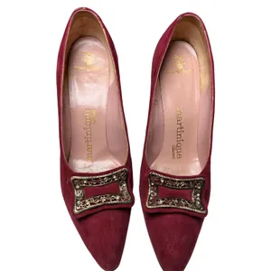 Martina Wine Red Pumps Women's 7S Slim‎ Narrow Classic Leather Heels Vintage thumbnail 14