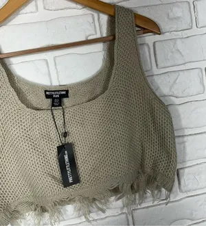 NEW Prettylittlething Plus Fringe Knit Crop Top Size US 14 thumbnail 7