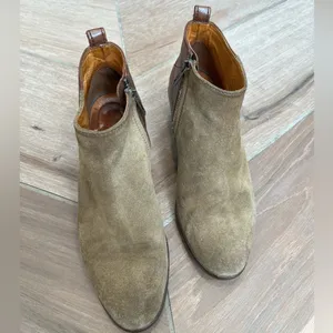 Madewell Cait Two Tone Leather Suede Zip Up Ankle Boots 7.5 Brown thumbnail 7