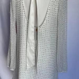 NWOT Bhldn Anthropologie fitting room wear White dress with‎ silver sequins thumbnail 3