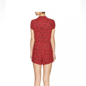 Free People Debby‎ Floral Romper Women medium Red Viscose Summer Bohemian thumbnail 2