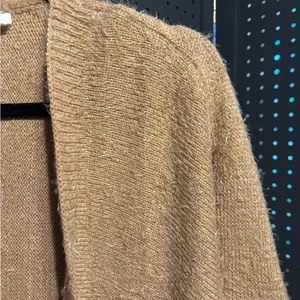 Kye Mi Fuzzy Open Front Cardigan Sweater Tan Medium Soft Cozy thumbnail 6