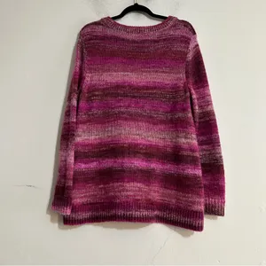 Gap Forever Cozy Soft Knit Crewneck Tunic Sweater Spacedye Pink Large thumbnail 3
