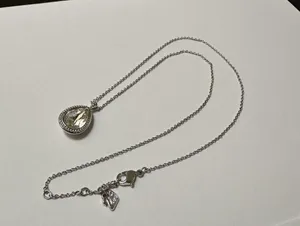 Swarovski (Swan Signed) Crystal Teardrop Silver Tone Necklace thumbnail 1