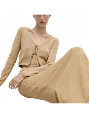 Mango Knitted Cardigan with Bow Jadore Gold XS thumbnail 8