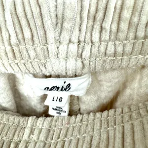 Aerie Size Large Tan Corduroy Straight Leg Elastic Waist‎ Pants Comfort Lounge thumbnail 3