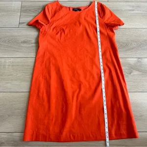 Theory Panel Shift Good Linen Mini Dress in Crunch Size XL Orange Short Sleeve thumbnail 12