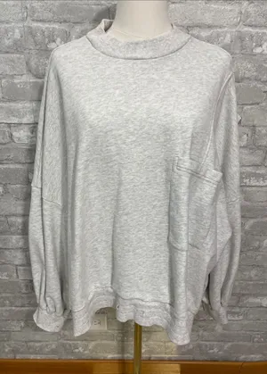 Nap Women's Relaxed Light Gray Crewneck Sweatshirt thumbnail 1