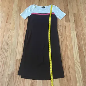 Studio G Shirt Midi Dress Womens Small Black White Colorblock Casual Travel thumbnail 6