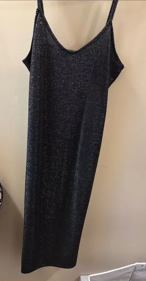 Metallic Black Slip Dress with Sparkle thumbnail 1