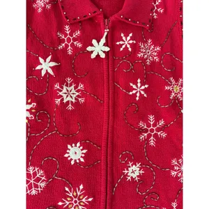 Studio Joy Christmas Vest Womens PM‎ Petite/Medium Red Snowflake Knit Holiday thumbnail 3