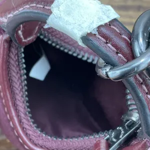 New Coach Mini Carmen Bag Charm Keychain Burgundy Velvet Leather Gunmetal CCF19 thumbnail 7
