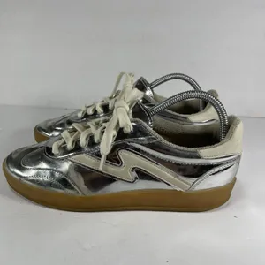 Madden Girl Silver Metallic Lace-Up Sneakers - Women's Size 8.5M thumbnail 2