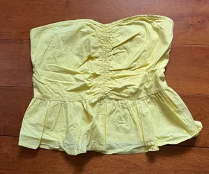Maeve ANTROPOLOGIE Light Yellow Strapless Top thumbnail 1