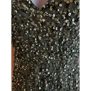 NWT $398 Mac Duggal Sequin‎ Midi Dress 2 Sage Green Flutter Sleeve Trumpet 10801 thumbnail 8