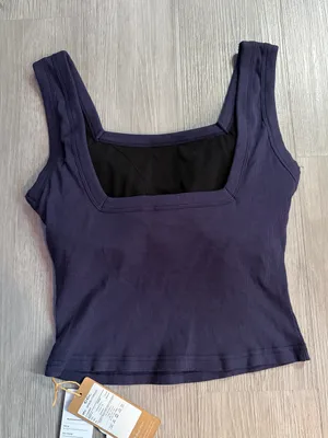 OGL Slinky Square Open Back Bra Tank Top Navy Small NWT thumbnail 7