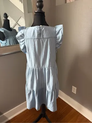 J.Crew Costal Cowgirl Chambray Ruffle-Sleeve Tiered Mini Dress 2 thumbnail 4