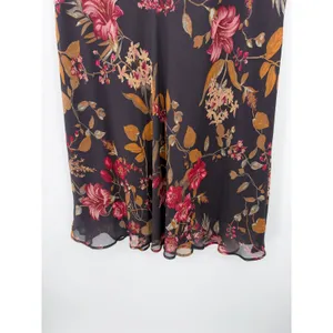 Westport 1962 Floral Chiffon Midi Skirt L Brown Burgundy Boho Y2K Romantic thumbnail 5